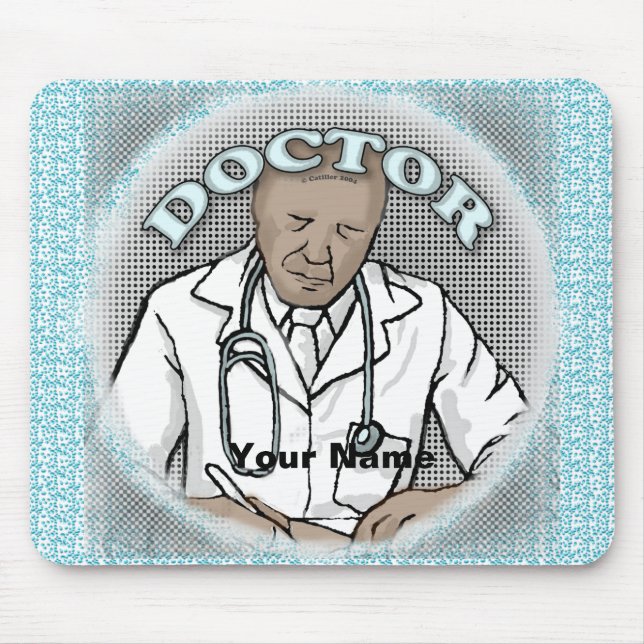 Retro black Male Doctor Mouse Mat (Front)