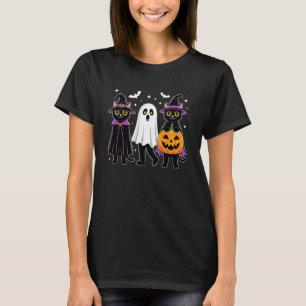 Retro Black Meow Cat Pumpkin Halloween Kitty Spook T-Shirt