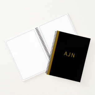 Retro Black Monogrammed Sketch Art Notebook Gift