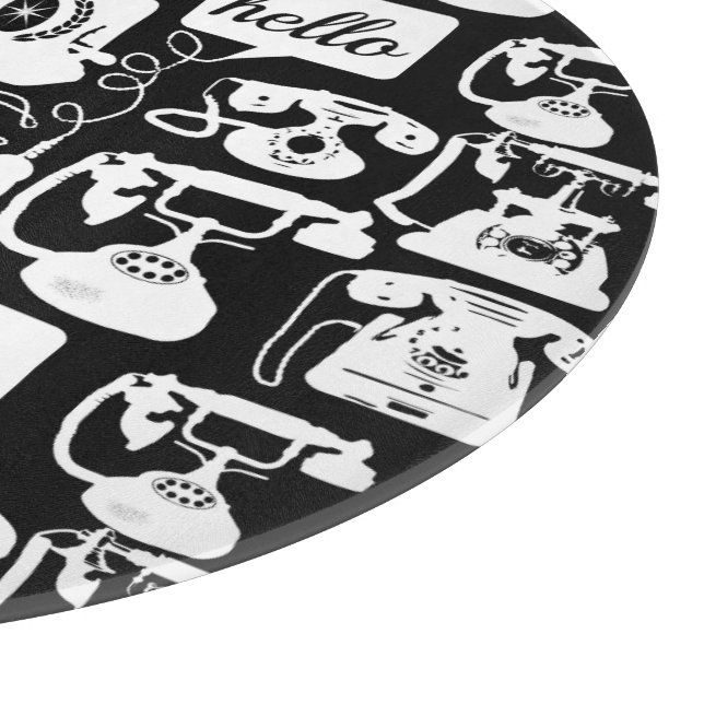 Retro Black or any colour & White Telephone Patter Cutting Board (Corner)