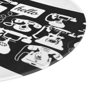 Retro Black or any colour & White Telephone Patter Cutting Board