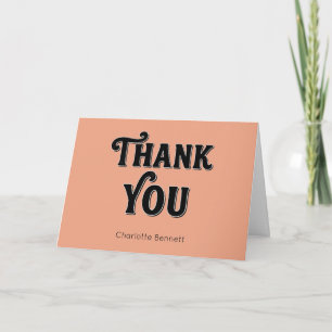 Retro Black orange Typography personalised Thank You Card