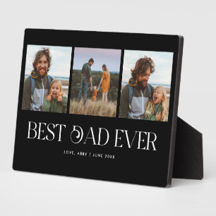 Retro Black Photo Collage Best Dad Ever Plaque