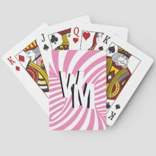 Retro Black Pink Reversible Psychedelic Spiral Playing Cards