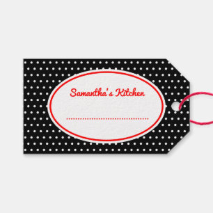 Retro Black Polka Dot Kitchen Baking Gift Tags