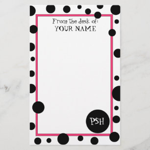 Retro Black Polka Dot Stationery