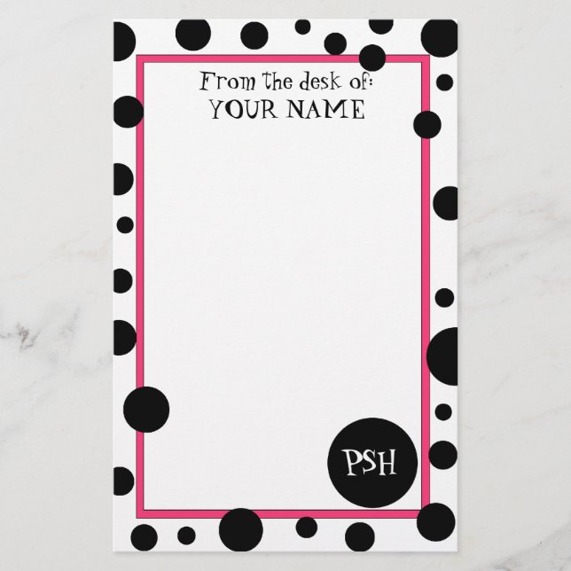 Retro Black Polka Dot Stationery (Front)