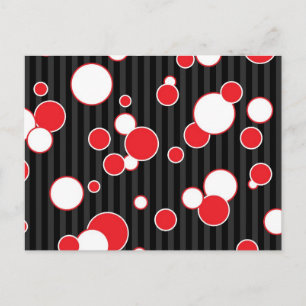 Retro Black Red and White Pattern Postcard