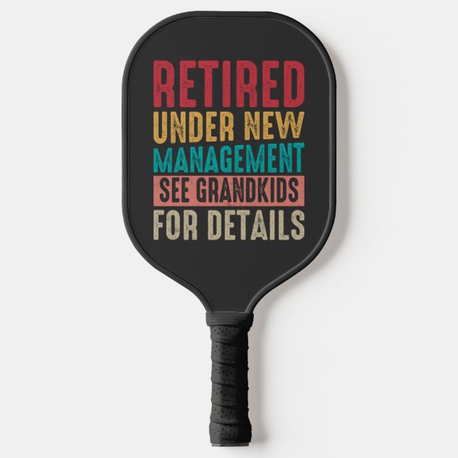Retro Black Rustic Letter Retired Grandparents Pickleball Paddle (Front)