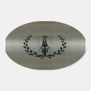 Retro Black Scooter inside laurel Oval Sticker
