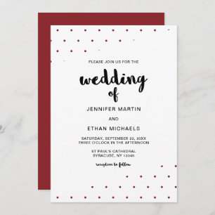 Retro Black Script Red Dots  Invitation