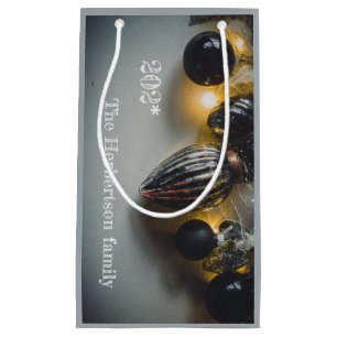Retro Black Silver Christmas Decorations Small Gift Bag