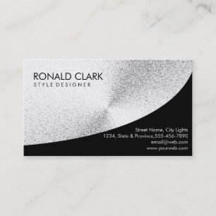 Retro Black Steel Silver Metal Financial Services Business Card