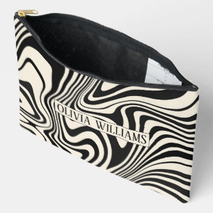 Retro Black Swirl Abstract Pattern Accessory Pouch