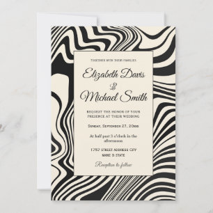 Retro Black Swirl Abstract Pattern Invitation