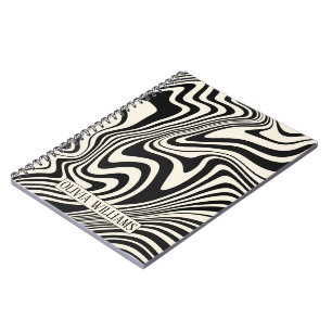 Retro Black Swirl Abstract Pattern Notebook