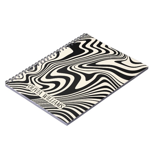 Retro Black Swirl Abstract Pattern Notebook (Left Side)