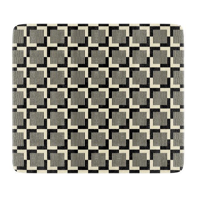 Retro Black & Tan Pattern Cutting Board (Front)