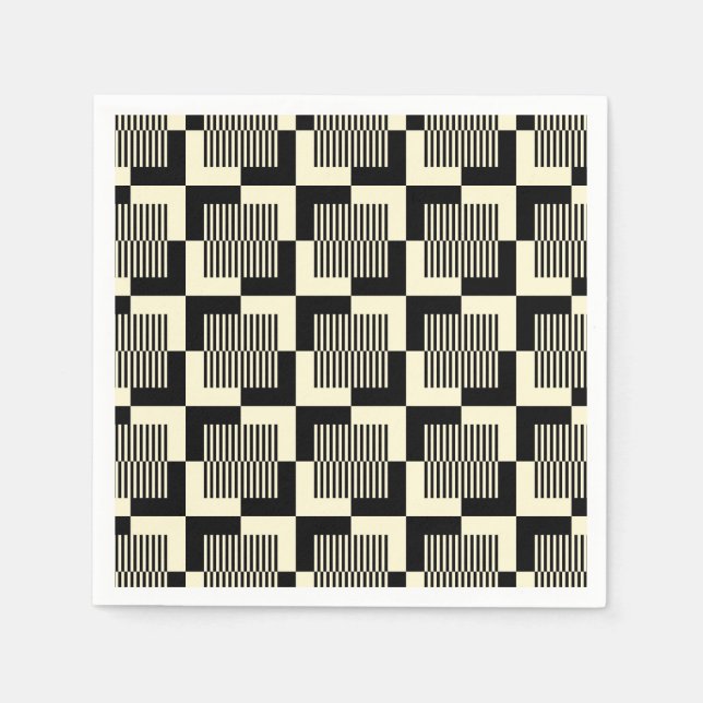 Retro Black & Tan Pattern Napkin (Front)