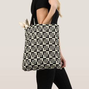 Retro Black & Tan Pattern Tote Bag