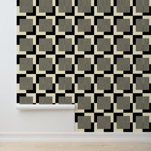 Retro Black & Tan Pattern Wallpaper