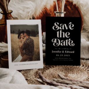 Retro Black Wedding Save The Date