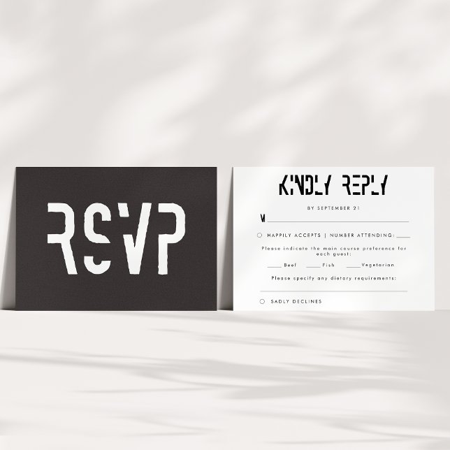 Retro Black & White 70s Reception Wedding RSVP Card (Creator Uploaded)