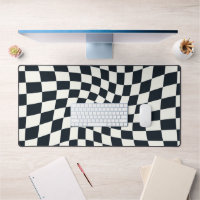 Retro Black White Checked Warped Chequered 