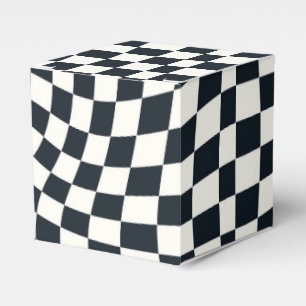 Retro Black White Checked Warped Chequered Favour Box
