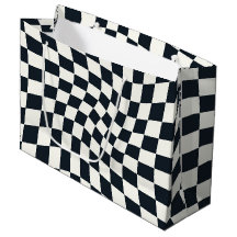 Retro Black White Checked Warped Chequered 