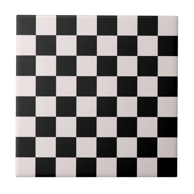 Retro Black White Checks Chequerboard Pattern   Tile (Front)