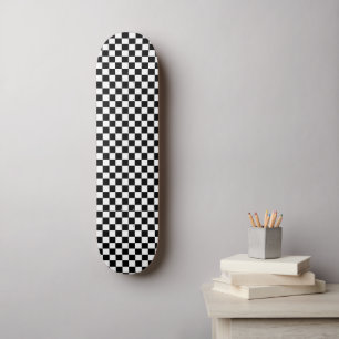 Retro Black White Chequered 80's Cool Wall Art  Skateboard