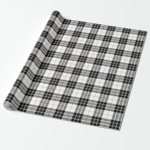 Retro Black White Christmas New Year Tartan Plaid Wrapping Paper