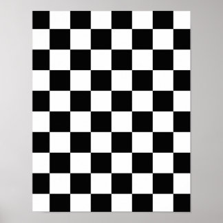 Retro Black/White Contrast Checkerboard Pattern Poster