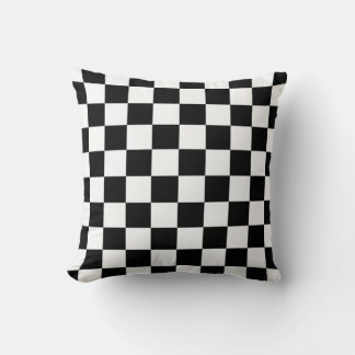 Retro Black/White Contrast Chequerboard Pattern Cushion