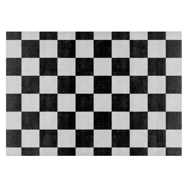 Retro Black/White Contrast Chequerboard Pattern Cutting Board (Front)