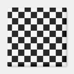 Retro Black/White Contrast Chequerboard Pattern Magnet