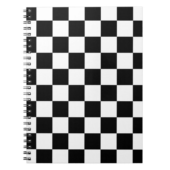 Retro Black/White Contrast Chequerboard Pattern Notebook (Front)
