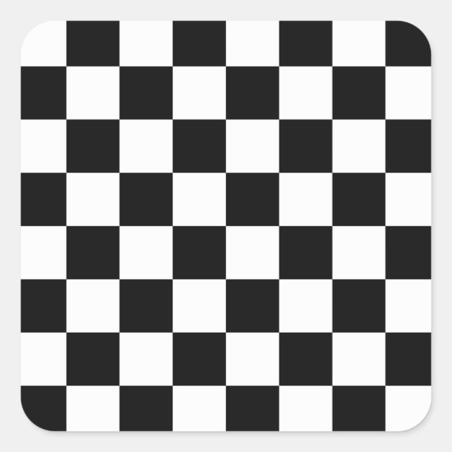 Retro Black/White Contrast Chequerboard Pattern Square Sticker (Front)