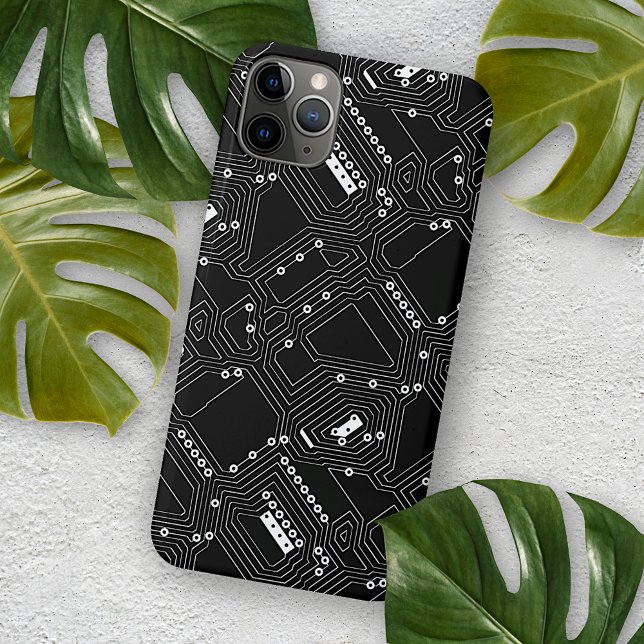 Retro Black White Cool Computer Circuit Board iPhone Case (Creator Uploaded)