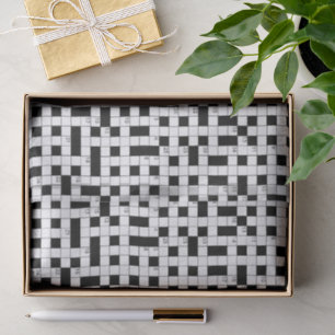 Retro Black White Crossword Puzzle Pattern Tissue Paper