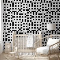 Retro Black White Crossword Puzzle Pattern