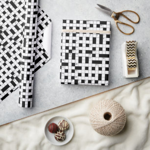 Retro Black White Crossword Puzzle Pattern Wrapping Paper