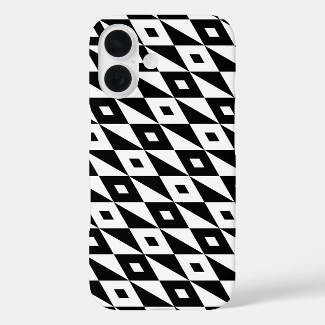 Retro Black White Diamond Shape Modern Pattern Case-Mate iPhone Case (Back)