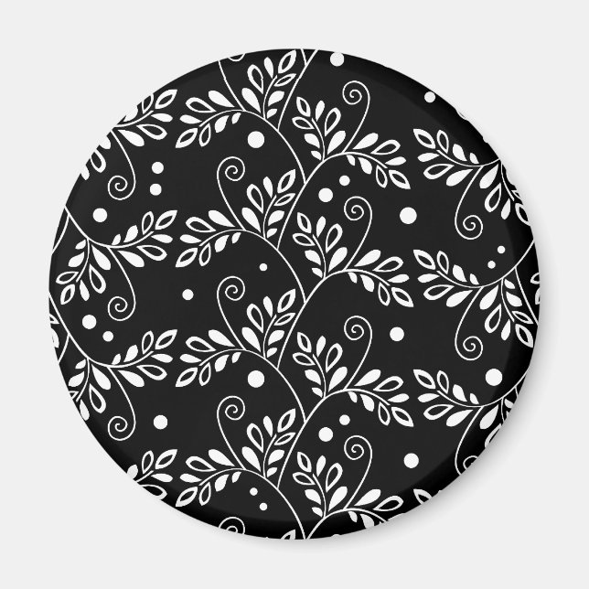 Retro black white floral iPhone magnet (Front)