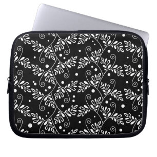 Retro black white floral Laptop Sleeve