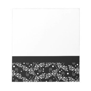 Retro black white floral Notebook Notepad