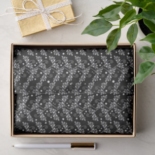 Retro black white floral Tie Tissue Paper