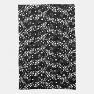 Retro black white floral Towel
