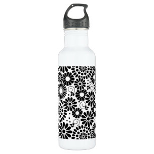 Retro black white flowers 710 ml water bottle